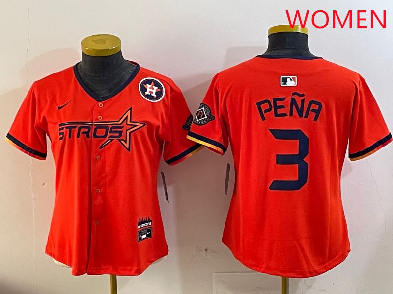 Women Houston Astros Blank #3 Pena Three generations Joint Name 2025 Nike MLB Jersey style 7->philadelphia phillies->MLB Jersey